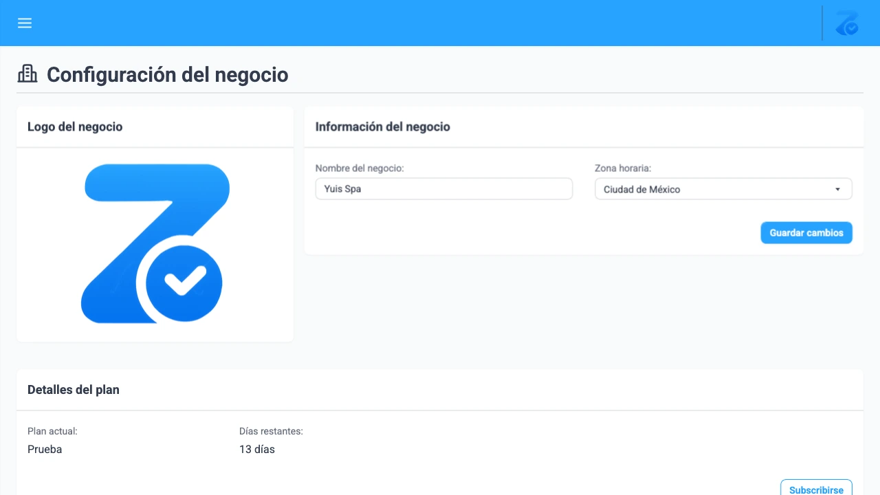 Configura tu negocio - Zitapp